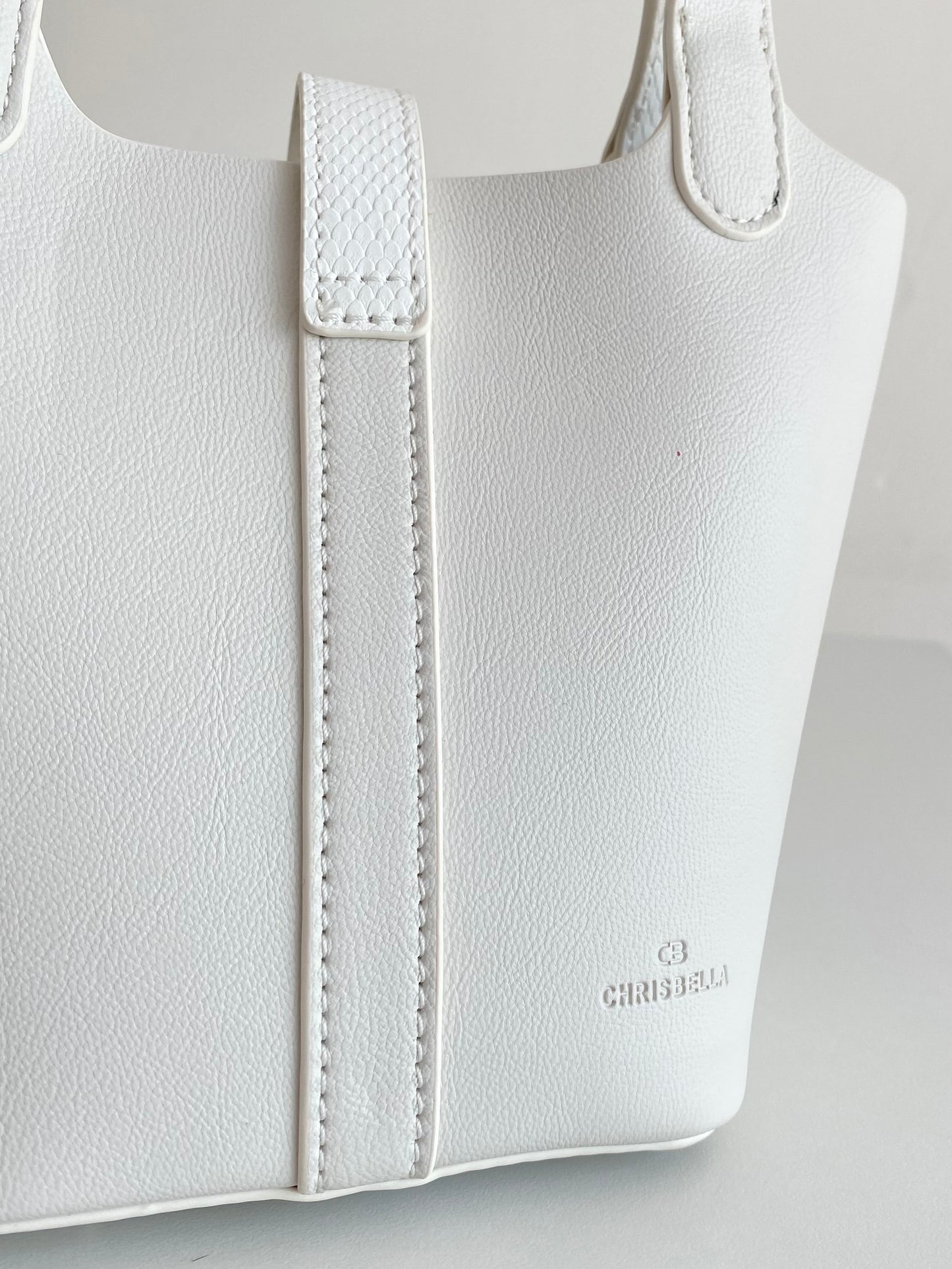 Chrisbella Jessica logo bucket tote